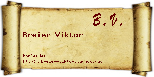 Breier Viktor névjegykártya